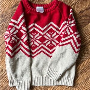 Hanna Andersson Red and Cream Crew Neck Sweater